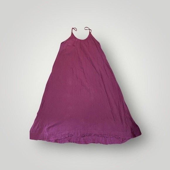 Natural Life Purple Gauze Midi Dress Medium Sleeveless Boho Frayed Hem Womens - Picture 3 of 7